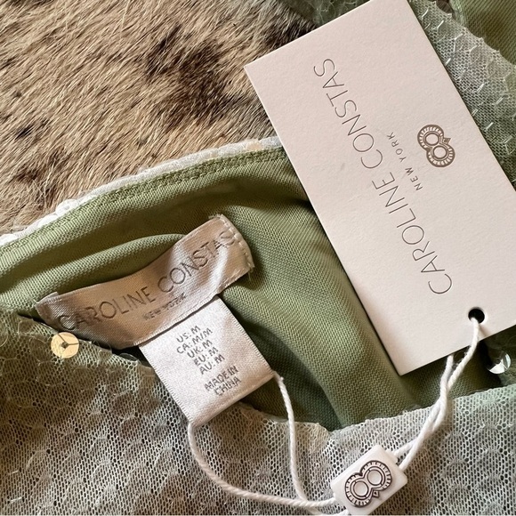 CAROLINE CONSTAS NWT Mint Green Ombre Sequin V-Neck Sleeveless Midi Dress Size M - Picture 11 of 12